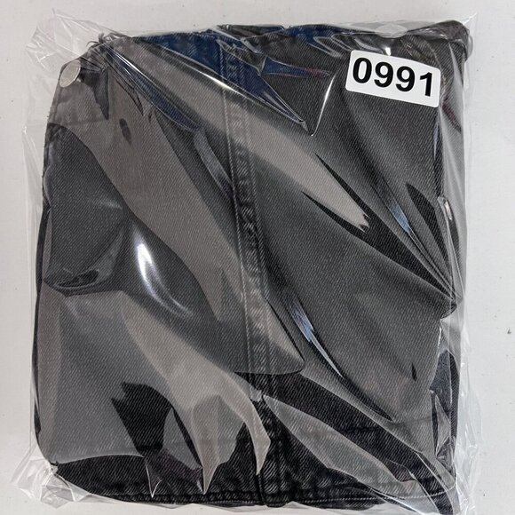 Free People Womens 4 Black Denim Overall Dress Frayed Hem Mini Jumper Grunge - Picture 15 of 15